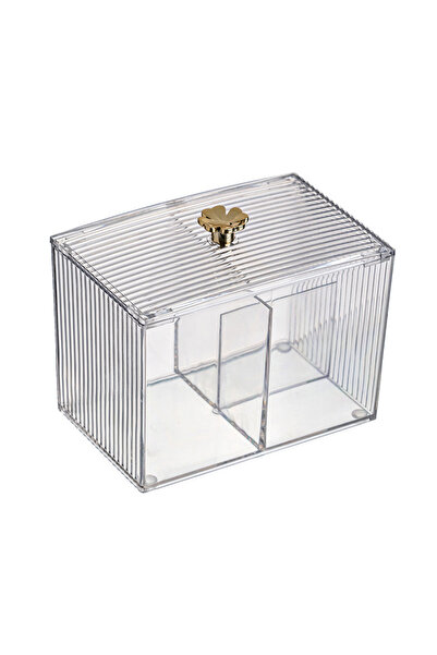 Choice Clear 3-Section Clear Apothecary Jar with Lid - Qtips Cotton Ball Swab...