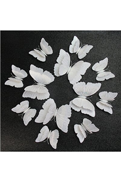Choice1 12pcs WHITE 12Pcs Ambilight Double Layer 3D Butterfly Wall Stickers F...