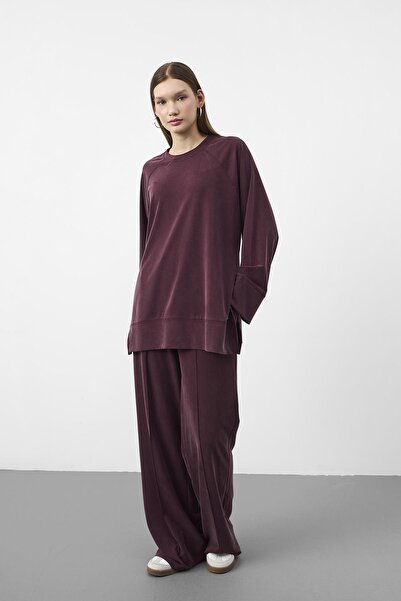 Basicpark Burgundy Oversize Fit Tencel Textured Relax Fit Premium Suit