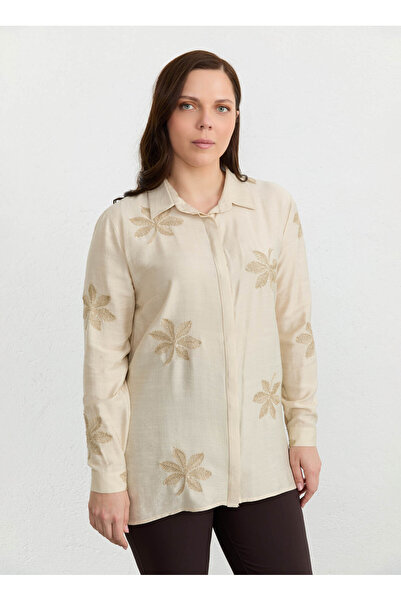 Selen Bej Kadın Desenli Normal Fit Bluz 26YSL8441