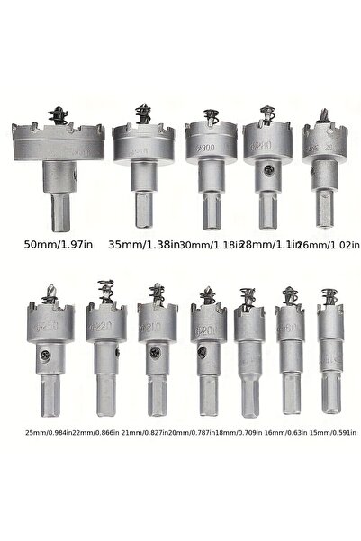 Choice 12pcs 12PCS 15-50mm TCT Hole Saw Kit - Heavy Duty Metal Cutter Set for...