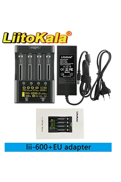Choice1 شاحن بطارية LiitoKala EU-Lii-600 بدون شاشة LCD لبطاريات 3.7 فولت و1.2...