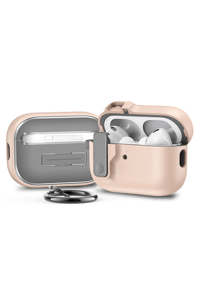 choice2 غطاء حماية وردي لسماعات Airpods 4 2024، مقاوم للصدمات مع قفل أمان وسل...