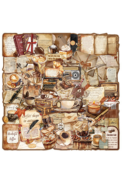 Choice 50PCS 50pcs Vintage Coffee Letter Theme Scrapbooking Stickers Aestheti...