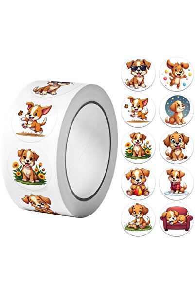 Choice TO002 1Roll(500Pcs) Kawaii Wonderful Life of Little Dogs Stickers 2.5c...