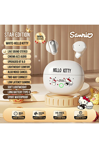 choice2 سماعات بلوتوث محمولة صغيرة mini530-white Hello Kitty Mini530 بتصميم ل...