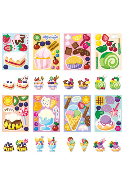 Choice 8SHEETS 8 Sheets Cute Dessert Cake Puzzle Stickers Dress Up Game DIY W...