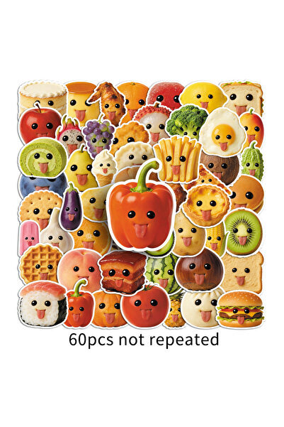 Choice 60-Piece 60-Piece Abstract Food Fun Emotion Graffiti Stickers Waterpro...