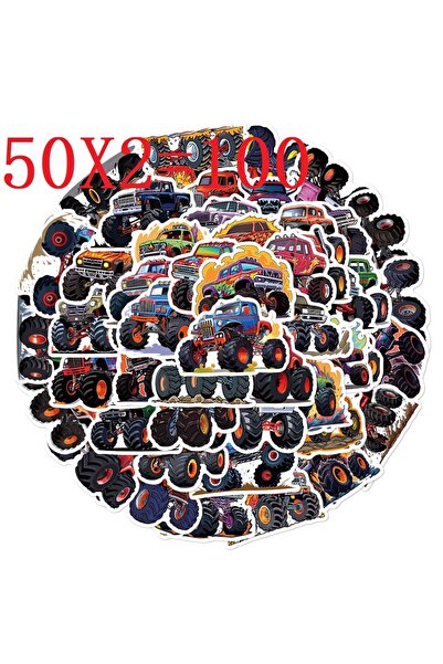 Choice1 100PCS 50/100PCS Cartoon Creative Monster Truck Stickers Laptop Lugga...