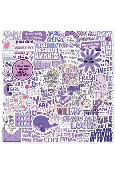 Choice1 50pcs x2 50/100Pcs Purple Inspirational Text Slogan Stickers for Rewa...