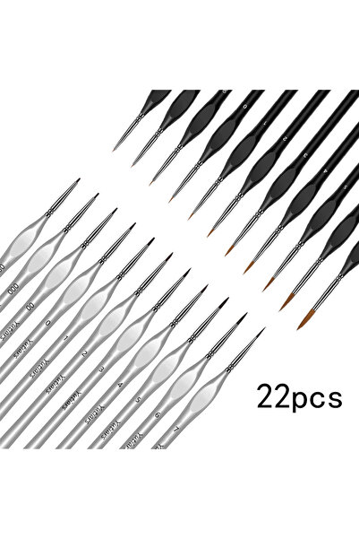 Choice 22 pcs 22 Pcs Miniature Detail Paint Brush Set with Natural Wood Handl...
