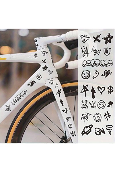 Choice1 black 1SET Graffiti Skull Bicycle Sticker Set, Waterproof Vinyl Decal...