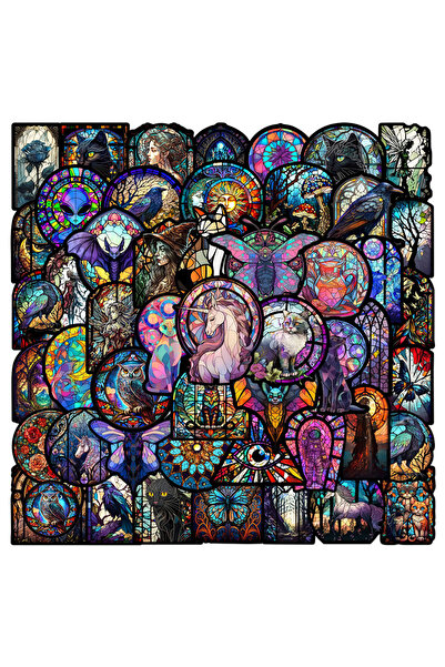 Choice1 63PCS 10/30/50PCS Glass Style Colorful Cartoon Graffiti Stickers Skat...