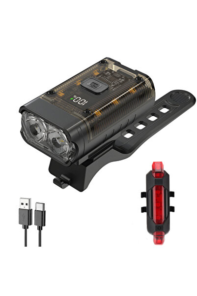 Choice3 مصباح دراجة أمامي أسود C بتقنية LED T6 قابل لإعادة الشحن عبر USB للدر...