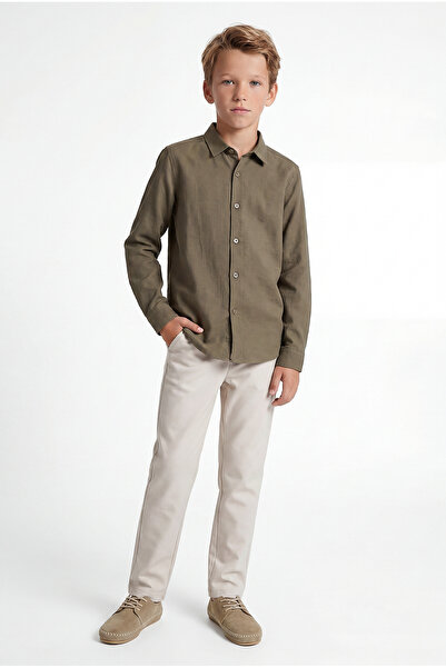 PAULMARK Boy's Classic Trousers with Half Elastic Waist