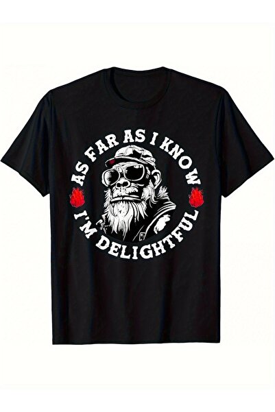 yiou trendy clothing تي شيرت رجالي بنمط القرد المرح بطبعة "حسب ما أعتقد، أنا ...