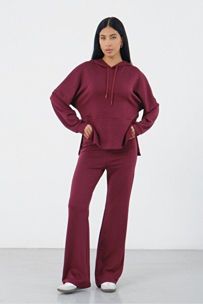 Shooter Sportswear بدلة نسائية فضفاضة بقلنسوة وسروال واسع الساق