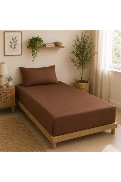 MundoLindo Elastic Sheet Set for Single Bed, 100% Cotton, Pillowcase Included