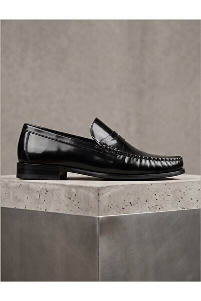 %100 Hakiki Deri Rugan Erkek Loafer - El İşçiliği Premium Klasik Ayakkabı - Burgundy Patent