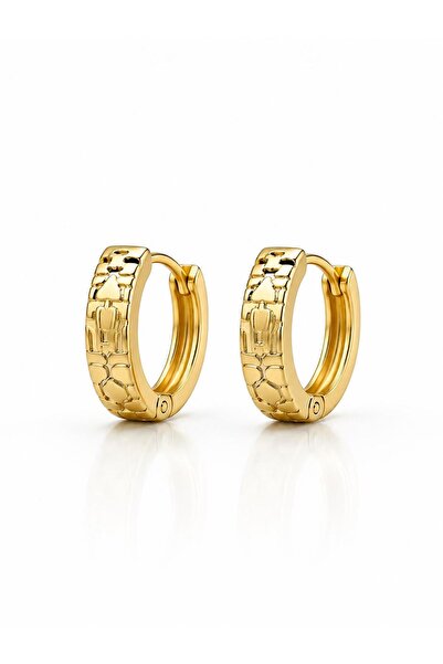 BEREN KILIÇ Xuping 14 Ayar Altın Kaplama Dokulu Mini Küpe – Vintage Gold Tasarım