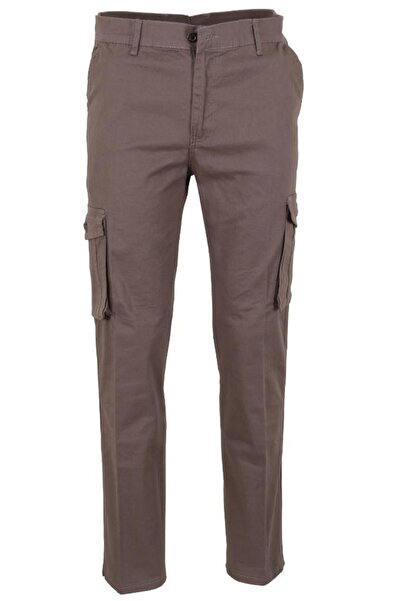 Modarar Men's Linen Cargo Trousers Brown Rar01444