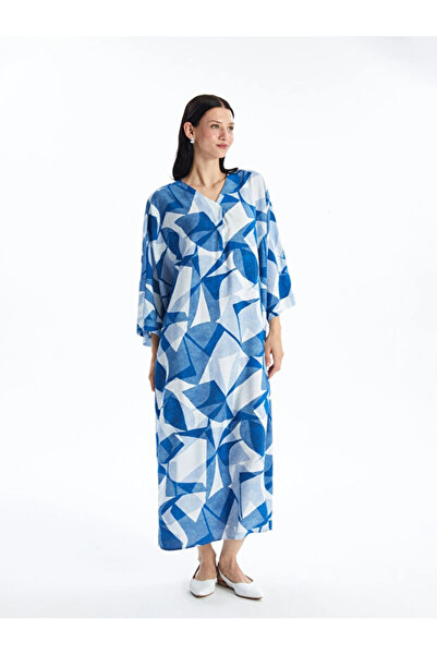 LC Waikiki Women's V-Neck Patterned Oversize Dress