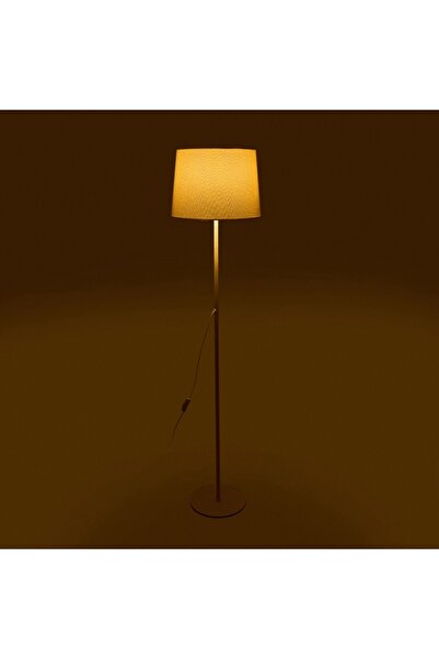 Evidea Lighting Metal Ayaklı Kumaş Başlıklı Lambader - Krem - 150 cm