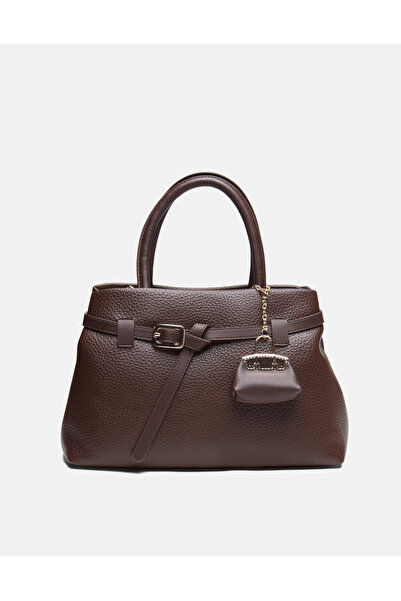 vitruna Noir Elegance Tote Elden Tutmalı ve Omuz Askılı Kahve Kadın Çantası