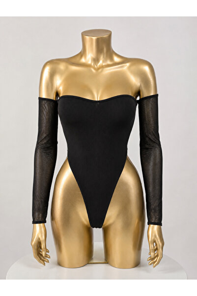 Maser Transparent Sleeveless Bodysuit with Collar Detail