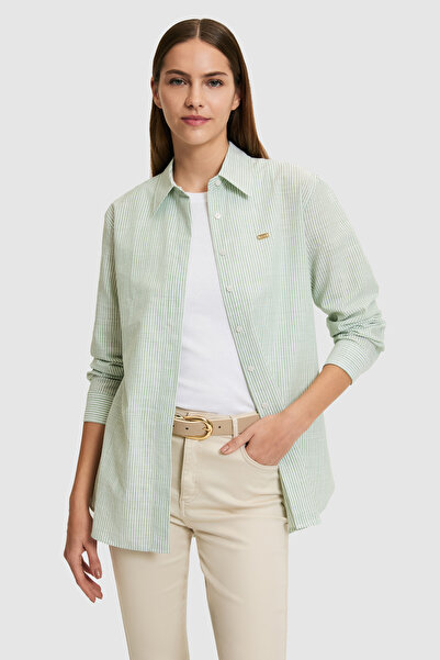 U.S. Polo Assn. Cămașă verde cu mânecă lungă pentru femei 50324635-VR054