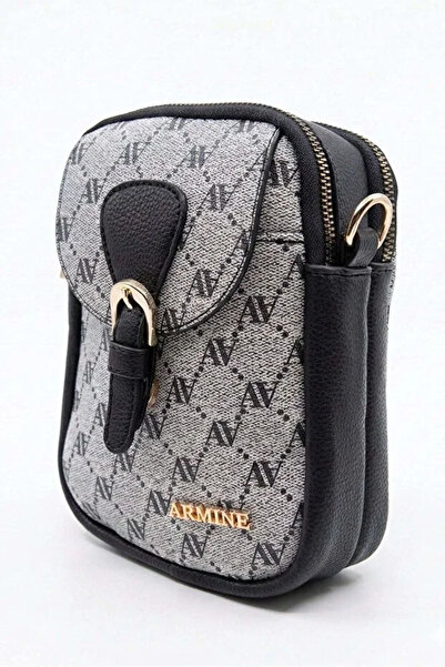 Armine Women's Hand Shoulder Bag with Shoulder Strap 406 Gray Dotted