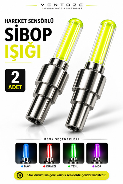 Ventoze Hareket Sensörlü Ledli Işıklı Sibop Kapağı Araba Motosiklet Bisiklet ...
