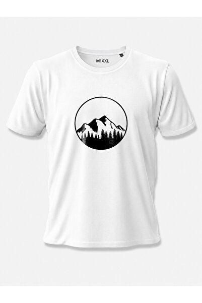 North Whiskers Nature and Mountain Silhouette Printed 100% Cotton Unisex Whit...