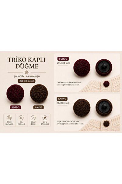 TRİKO KAPLAMA DÜĞME 6LI PAKET