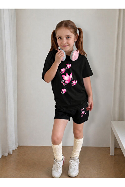 LORVEX Girl's T-Shirt and Shorts Set, Printed Cotton, Summer Casual Fit Combi...