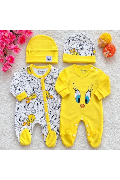 cles couture Chick Patterned 2-Pack Baby Rompers - 100% Organic Cotton