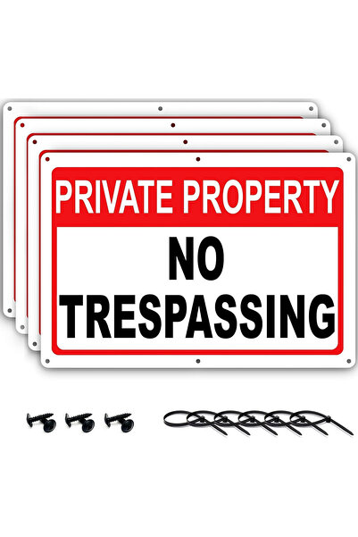 BPA ® Premium No Trespassing Signs Private Property Kit - 4 Pack - 11.75" by ...