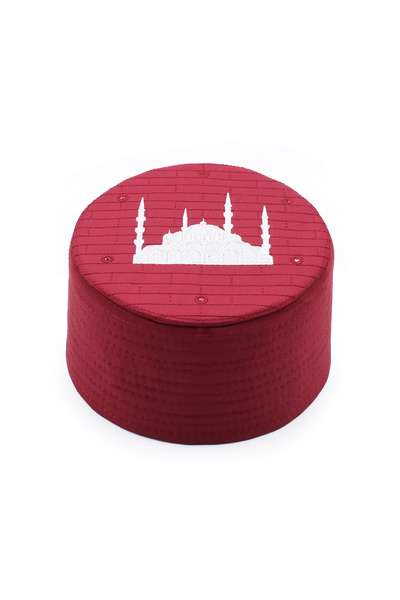 Sarıkhane Children's Cami Kalıp Sarık Takkesi - Claret Red - Felt