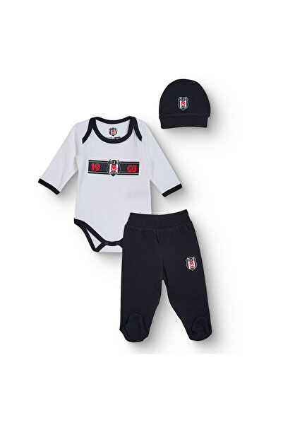 Beşiktaş Unisex Body-Alt-Şapka Lisans Baskılı Çıtçıtlı Bisiklet Yaka Long Sle...