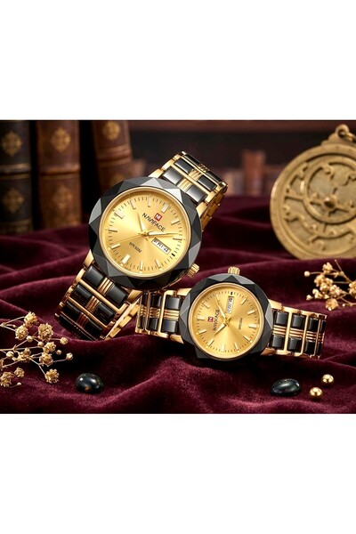 NAVIFACE Luxury Couple Watch Set - Matching His and Hers Quartz Watches with ...