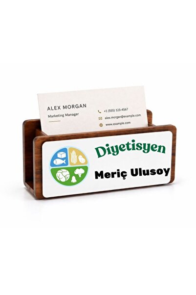 Çılgıntrend Diyetisyen Ofis Hediyesi Ahşap Kartlık - İsimli Klinik Masaüstü İ...