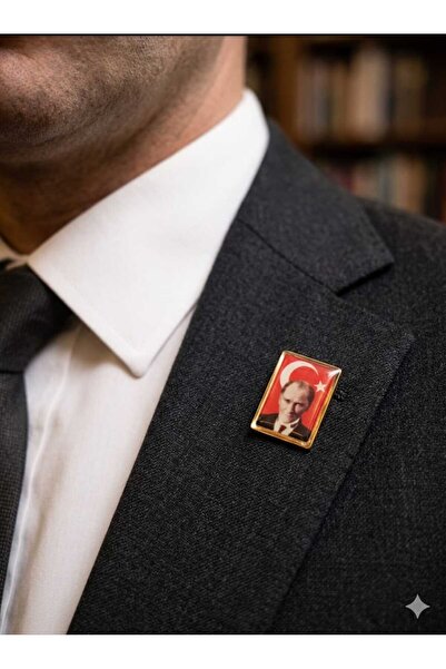 Ö ÖZMERT ASKERİ MALZEME Atatürk Yaka Rozeti Kırmızı Çerçeve