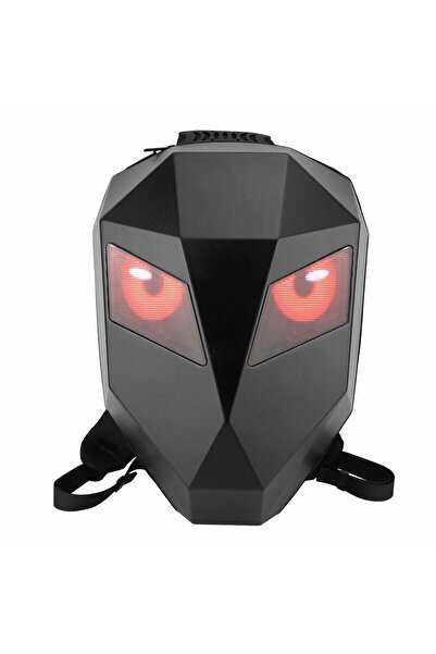 Akseqi Led Gözlü Siyah Motorcu Çantası - Led Gözlü Sırt Çantası, Kask Çantası