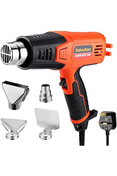 ValueMax 2000W Heat Gun(BS Plug), 600℃ Fast Heating Heavy Duty Hot Air Gun Ki...