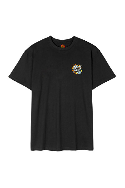 Santa Cruz Men's Short-Sleeve Flaming Dice Dot Chest T-Shirt S