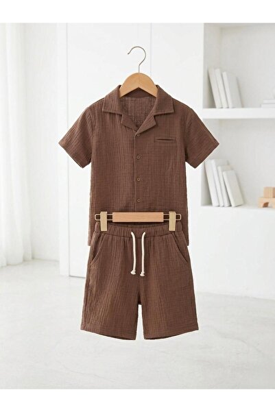 Miniminnakkidswear Boy's Shirt Shorts Muslin Original Pattern Set 4-14 Years Old