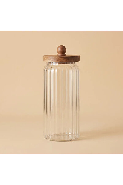 ELZEY HOME Acacia Lid Borosilicate Glass Jar (1300ml)