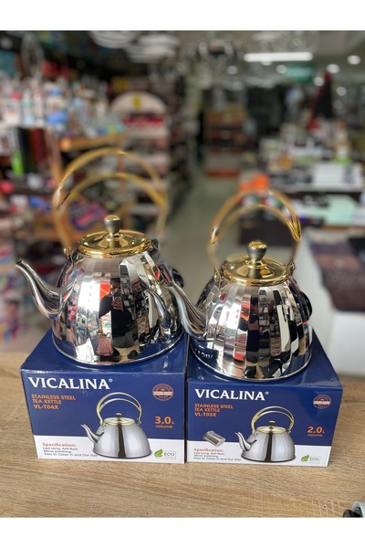 VICALINA Paslanmaz Çelik Çaydanlık Seti 3 ve 2 Litrelik 2 Li Set