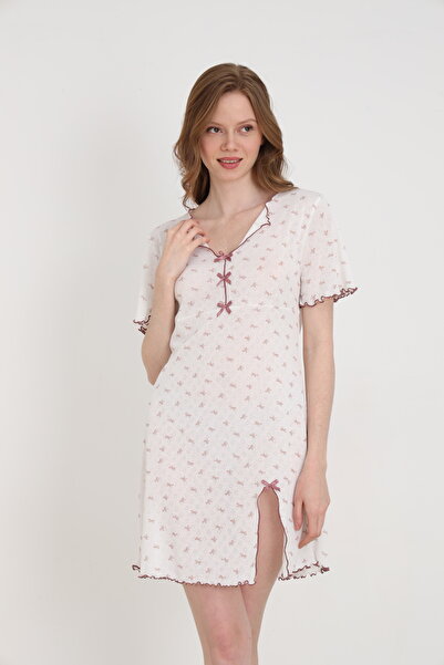 ELİTOL Jacquard Viscose Bowknot Slit Women's Tunic