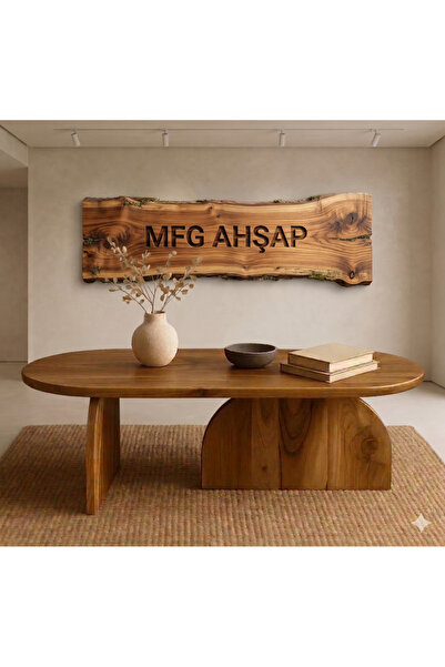 MFG AHŞAP Çok Amaçlı Şekilli Doğal Ahşap Orta Sehpa 120x60